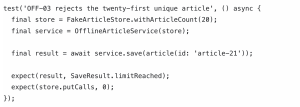Test Case code example