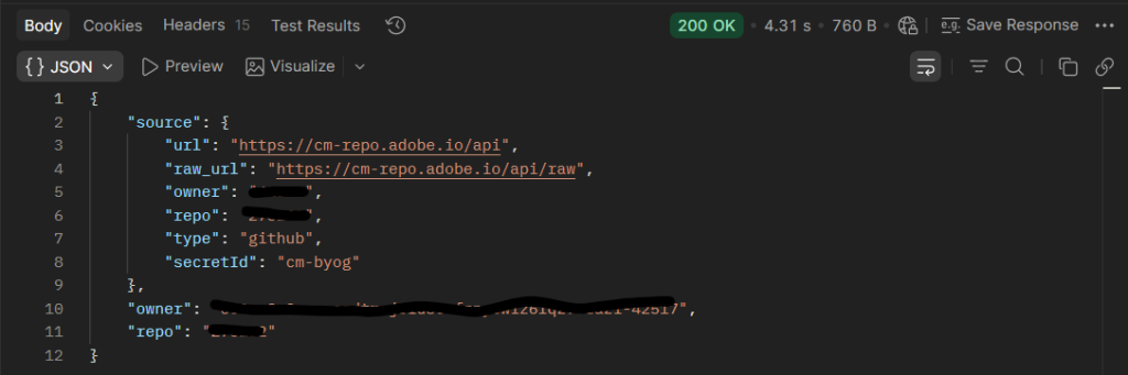 secret successfully stored in site config